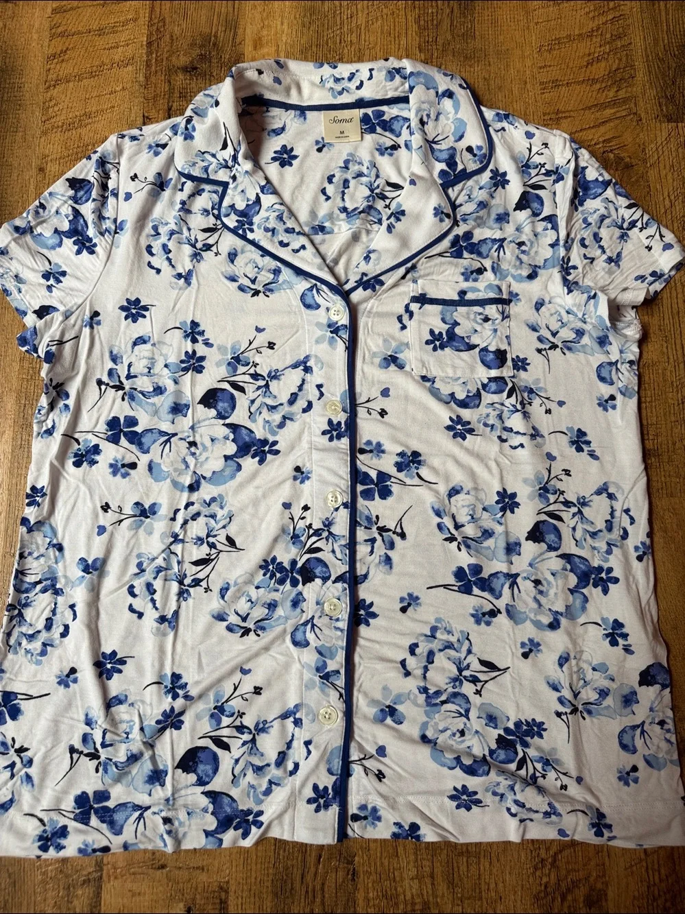 Soma Women's Blue Floral Two-Piece Pajama Set Sz: M MWOT ✨